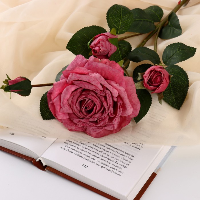 Цветы искусственные Роза изыск 10х64 см, пепельно-розовый