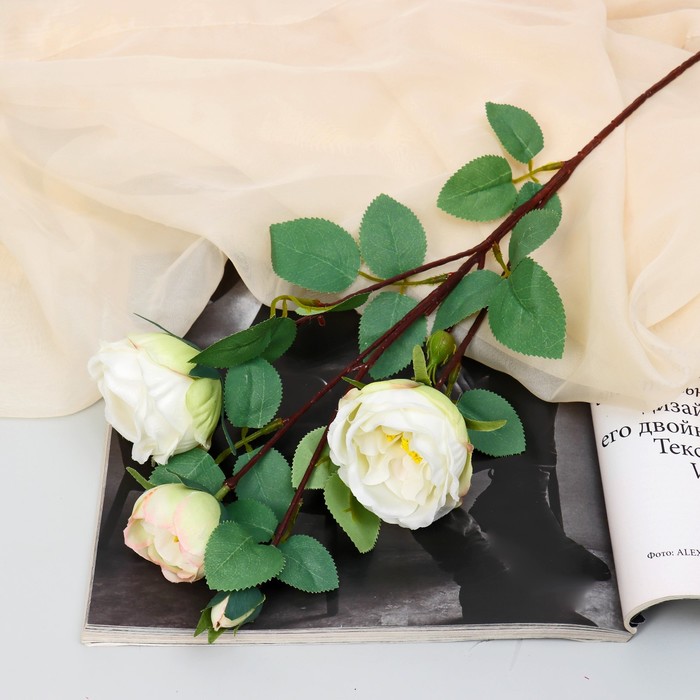 Цветы искусственные "Роза пионовидная галант" 7х61 см, белый - Фото 1