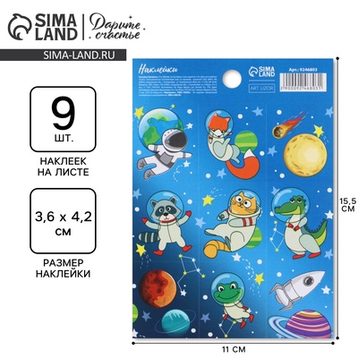 Наклейки детские бумажные «Космос», 11×15.5 см