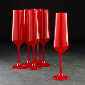 Набор бокалов для шампанского «Сандра», 200 мл, 6 шт, цвет красный