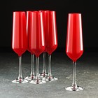 Набор бокалов для шампанского «Сандра», 200 мл, 6 шт, цвет красный - фото 10059392