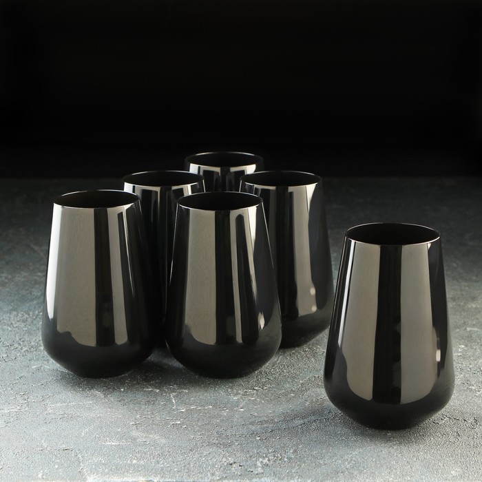 Набор стаканов «Сандра», 380 мл, 6 шт., хрустальное стекло, чёрный - Фото 1