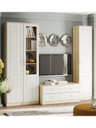 Шкаф – пенал «Оливия», правый, 452×384×2198 мм, цвет белое дерево/дуб сонома  (артикул 9343433)  большой выбор товаров оптом и в розницу по низким ценам с доставкой