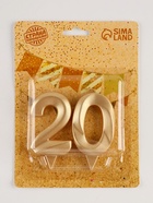 Свеча в торт юбилейная «Грань» (набор 2 в 1), цифра 20, золотой металлик, 6.5 см - Фото 3