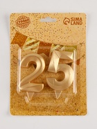 Свеча в торт юбилейная «Грань» (набор 2 в 1), цифра 25, цифра 52, золотой металлик, 6.5 см - Фото 5