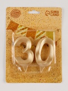 Свеча в торт юбилейная «Грань» (набор 2 в 1), цифра 30, золотой металлик, 6.5 см - Фото 5