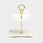 Этажерка 2-х ярусная "Обелиск", белая, керамика, 21х16 см, 1 сорт, Иран - фото 24198844