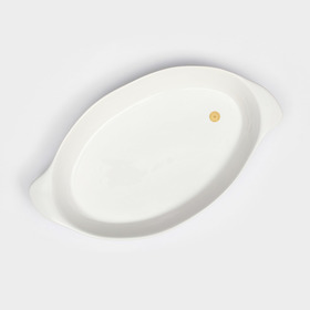 Блюдо "Эллипс", белое, керамика, 37х20х4.5 см, 1 сорт, Иран