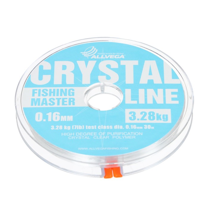 Леска монофильная ALLVEGA Fishing Master CRYSTAL, диаметр 0.16 мм, тест 3.28 кг, 30 м - Фото 1