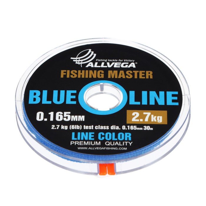 Леска монофильная ALLVEGA Fishing Master, диаметр 0.165  мм, тест 2.7 кг, 30 м, голубая - Фото 1