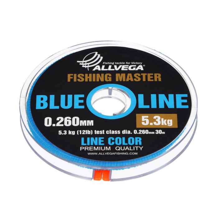 Леска монофильная ALLVEGA Fishing Master, диаметр 0.260 мм, тест 5.3 кг, 30 м, голубая - Фото 1