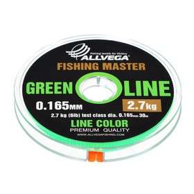 Леска монофильная ALLVEGA Fishing Master, диаметр 0.165  мм, тест 2.7 кг, 30 м, зеленая