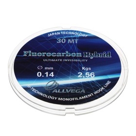 Леска монофильная ALLVEGA Fluorocarbon Hybrid, диаметр 0.14 мм, тест 2.56 кг, 30 м, флюорокарбон 65% 9336043