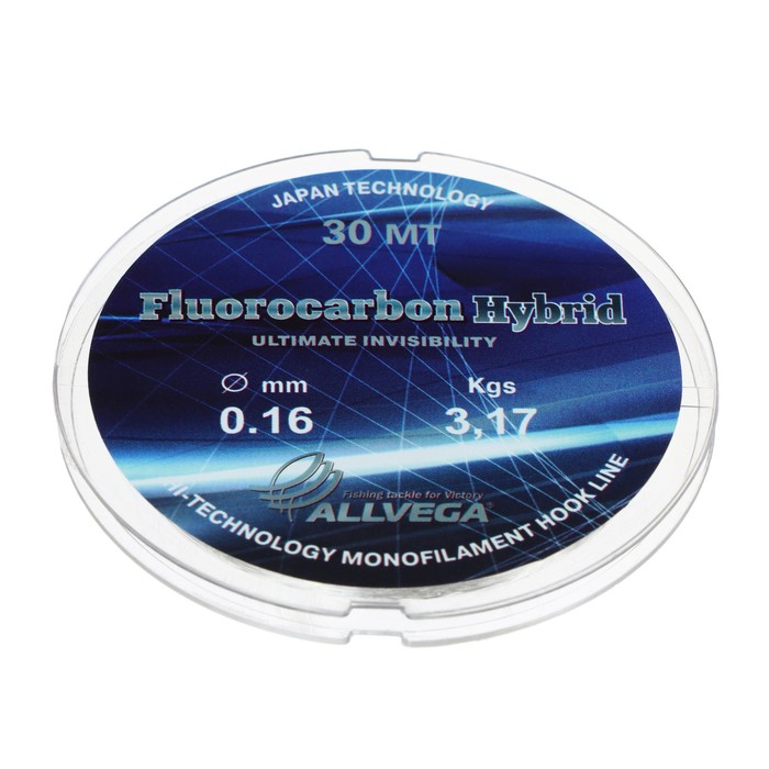 Леска монофильная ALLVEGA Fluorocarbon Hybrid, диаметр 0.16 мм, тест 3.17 кг, 30 м, флюорокарбон 65% - Фото 1