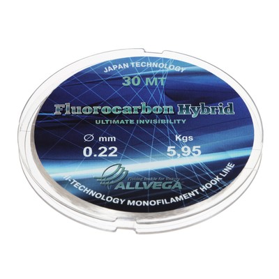 Леска монофильная ALLVEGA Fluorocarbon Hybrid, диаметр 0.22 мм, тест 5.95 кг, 30 м, флюорокарбон 65%