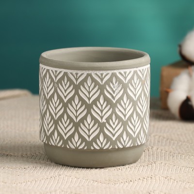 Кашпо "Узоры" серое, 9х8,5см