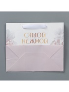 Пакет подарочный крафтовый с пластиковым окном, упаковка, «Самой нежной», 24 х 20 х 11 см - Фото 7