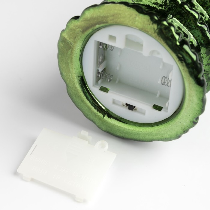 Светодиодная фигура «Зелёная ёлка» 10 × 26 × 10 см, стекло, батарейки АААх3 (не в комплекте), свечение тёплое белое - фото 1907560865