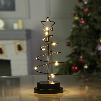 Светодиодная фигура «Ёлка чёрная» 12×25×12 см, металл, батарейки АААх3 (не в комплекте), свечение тёплое белое