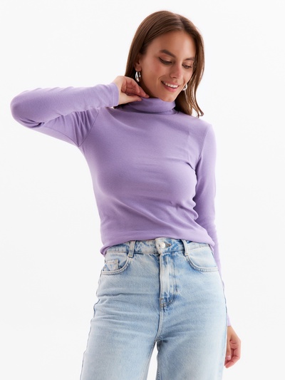 Водолазка женская MINAKU: Basic line, размер 48, лиловая