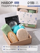 Подарочный набор «Этель» Eucaliptus, полотенце 30×60 см, мочалка, массажёр - Фото 1