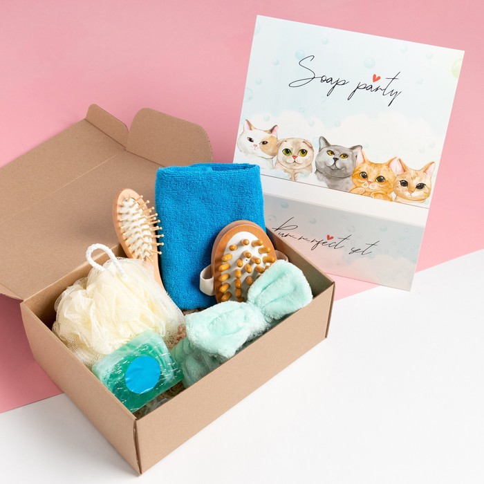 Набор подарочный «Этель» Soap party, полотенце, мочалка, расчёска - Фото 1