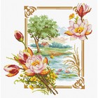 Канва с нанесённым рисунком для вышивки крестиком «Лилии», размер 23,5x31 см - фото 298708923