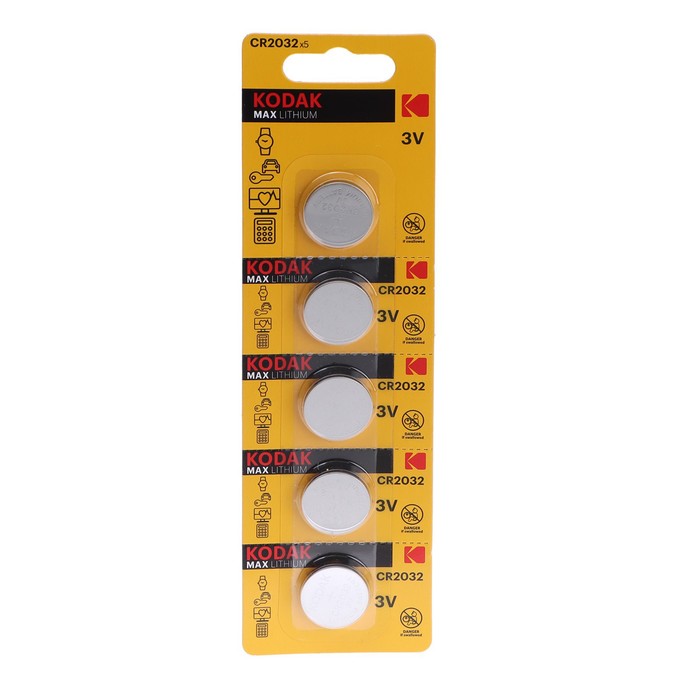 Батарейка литиевая Kodak, CR2032-5BL, 3 В, блистер, 5 шт. - Фото 1