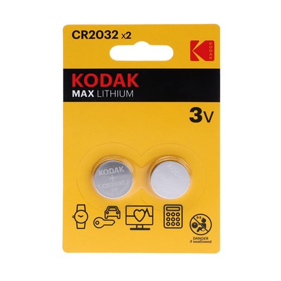 Батарейка литиевая Kodak, CR2032-2BL, 3В, блистер, 2 шт.