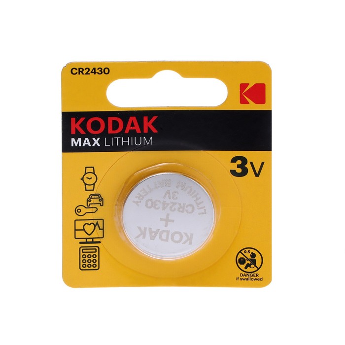 Батарейка литиевая Kodak Max, CR2430-1BL, 3В, блистер, 1 шт. - Фото 1