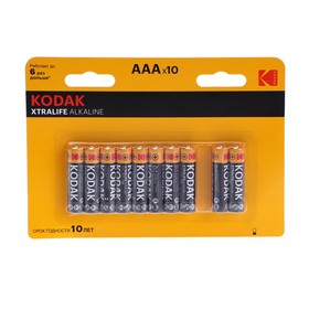 Батарейка алкалиновая Kodak Xtralife, AAA, LR03-10BL, 1.5В, блистер, 10 шт. 9336789