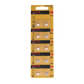 Батарейка алкалиновая Kodak, AG1 (G1, 364, LR621, LR60)-10BL, 1.5В, блистер, 10 шт.