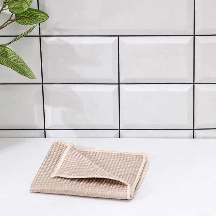 Салфетка для уборки Raccoon «Сапфир», 30×30 см, микрофибра, бежевая - Фото 1