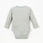 Боди с длинным рукавом Крошка Я, BASIC LINE, рост 86-92 см, полоска серая - фото 24352322