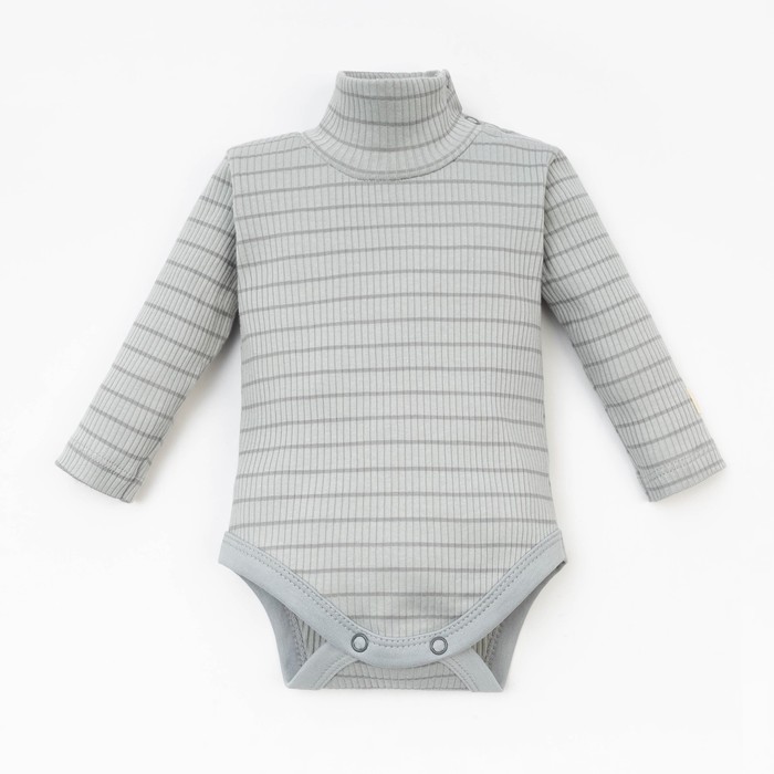 Боди-водолазка Крошка Я BASIC LINE, рост 62-68 см, полоска серая - Фото 1