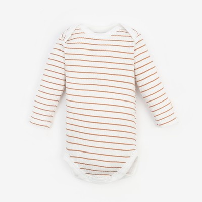 Боди с длинным рукавом Крошка Я, BASIC LINE, рост 74-80 см, полоска бежевая