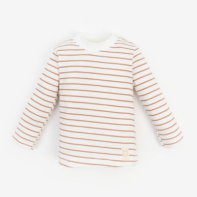Лонгслив Крошка Я BASIC LINE, рост 74-80 см, полоска бежевая