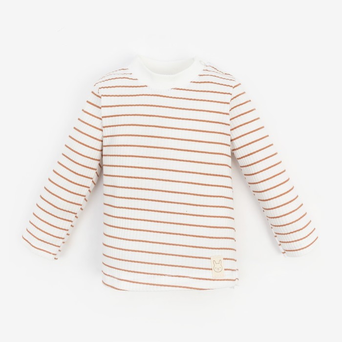 Лонгслив Крошка Я BASIC LINE, рост 80-86 см, полоска бежевая - Фото 1