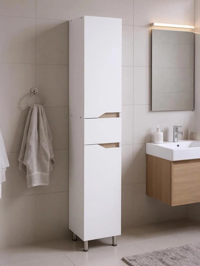 Шкаф - пенал напольный для ванной комнаты «Анталия», 292×300×1900 мм, цвет белый