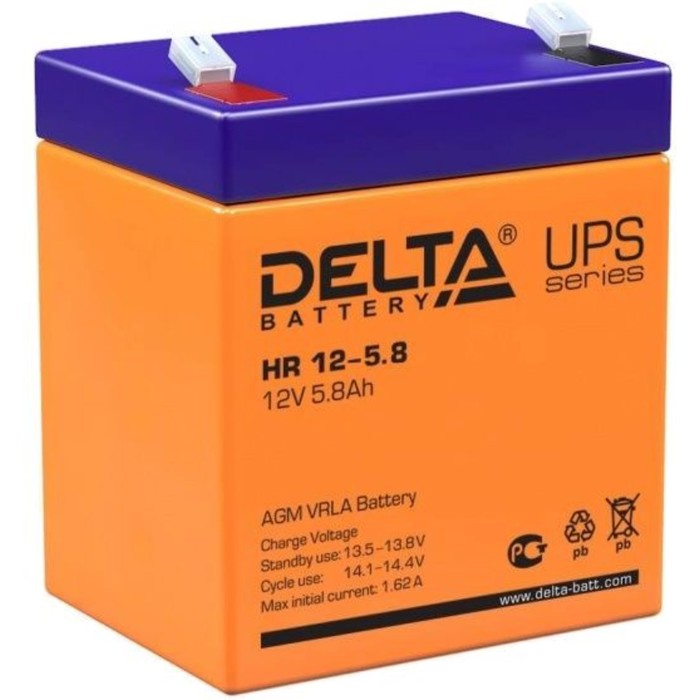 Батарея для ИБП Delta HR 12-5,8, 12 В, 5,8 Ач - Фото 1