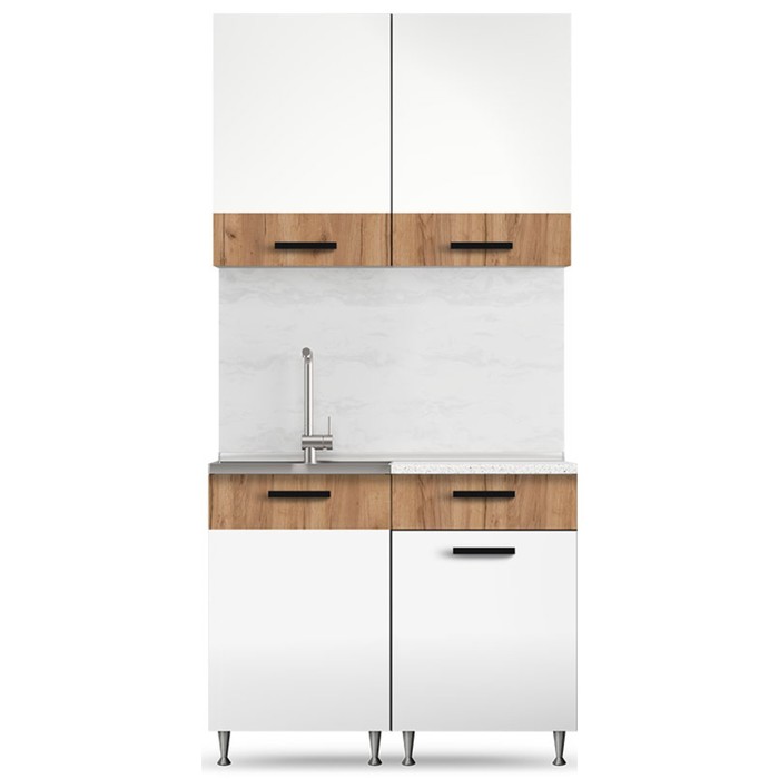 Кухонный гарнитур «Рио», 1000 мм, ЛДСП, цвет белый / дуб крафт