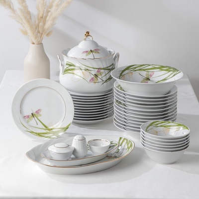 УЦЕНКА Сервиз столовый «Стрекоза», 36 предметов, 2 вида тарелок (отсутствует селёдочница)