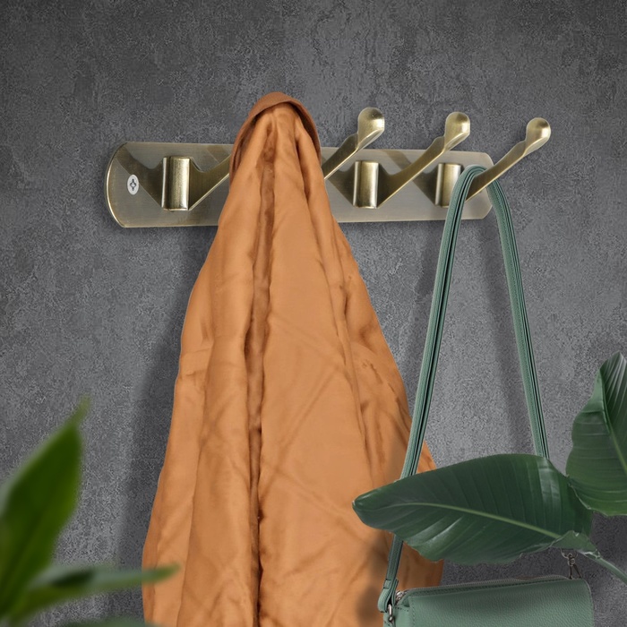 Вешалка ТУНДРА TVF002, металлическая, четырехрожковая, цвет бронза - Фото 1