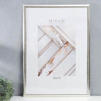 Фоторамка для фото 50×70 см «МИРАМ», пластик, серебро, (пластиковый экран)