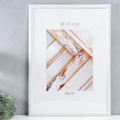 Фоторамка для фото 50×70 см «МИРАМ», пластик, белый, (пластиковый экран)