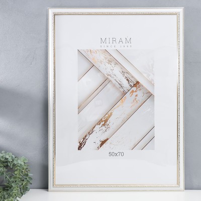 Фоторамка для фото 50×70 см «МИРАМ», пластик, белый, (пластиковый экран)