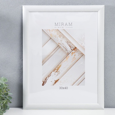 Фоторамка для фото 30×40 см «МИРАМ», пластик, белый, (пластиковый экран)