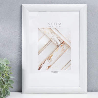 Фоторамка для фото 20×30 см «МИРАМ», пластик, белый, (пластиковый экран)