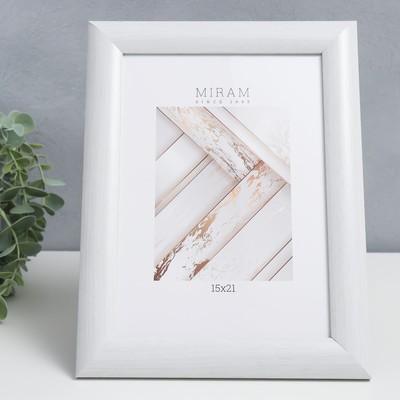 Фоторамка для фото 15×21 см «МИРАМ», пластик, белый, (пластиковый экран)