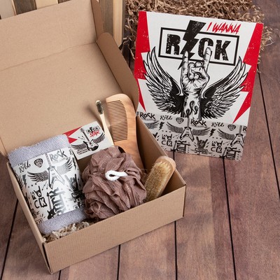 Набор подарочный Этель Rock, полотенце 30×60 см и аксессуары